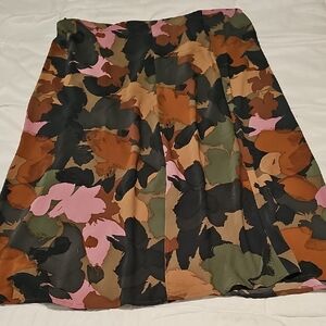 Time and Tru Orange Green A-Line Knee-Length Skirt